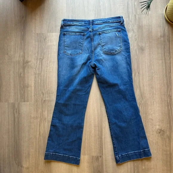Kut from the Kloth High Rise Kelsey Ankle Flare Dark Blue Jeans - Size 14 - Picture 7 of 7